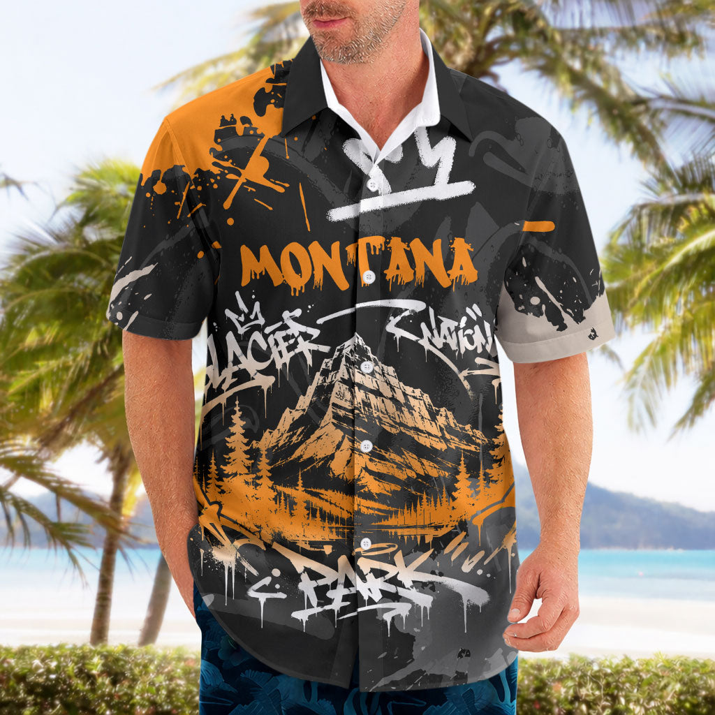 Personalized Montana Glacier National Park Hawaiian Shirt Urban Graffiti Street Art Paint Splatter