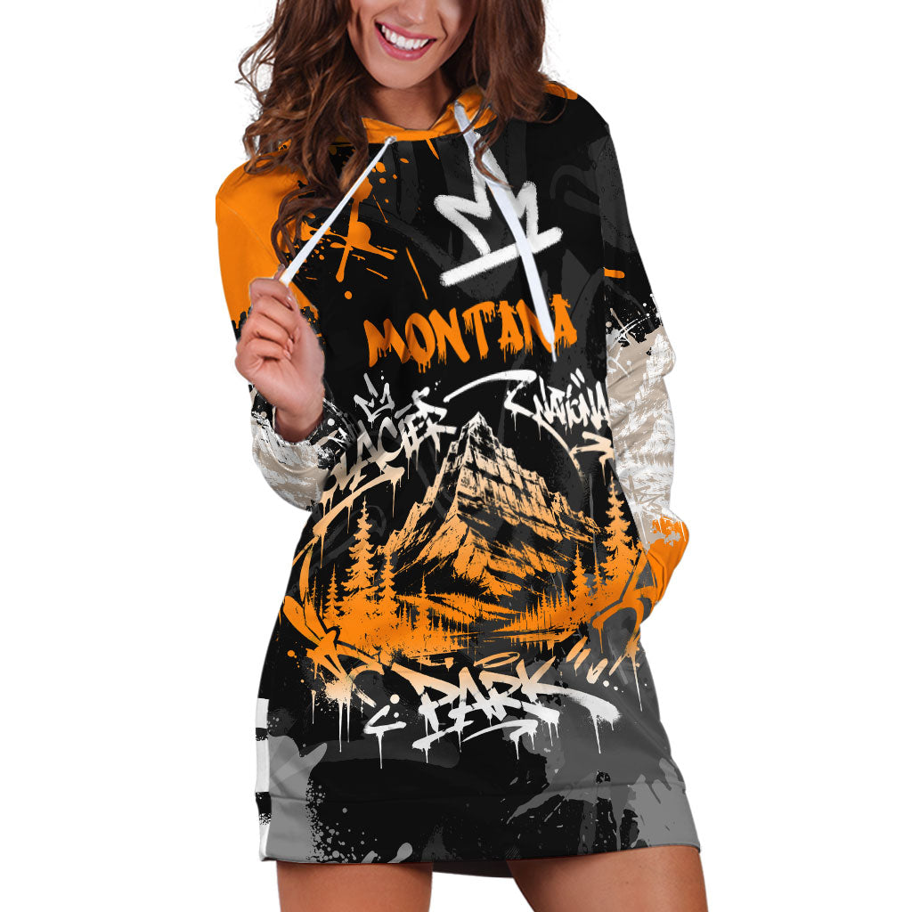 Personalized Montana Glacier National Park Hoodie Dress Urban Graffiti Street Art Paint Splatter