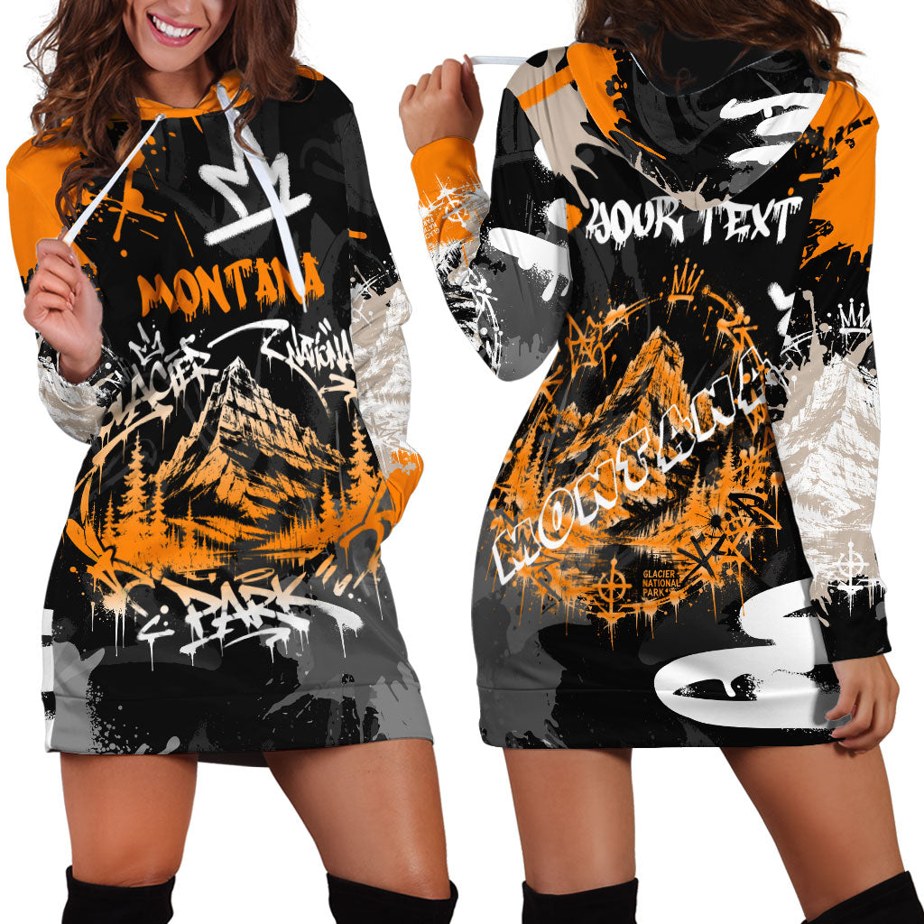 Personalized Montana Glacier National Park Hoodie Dress Urban Graffiti Street Art Paint Splatter