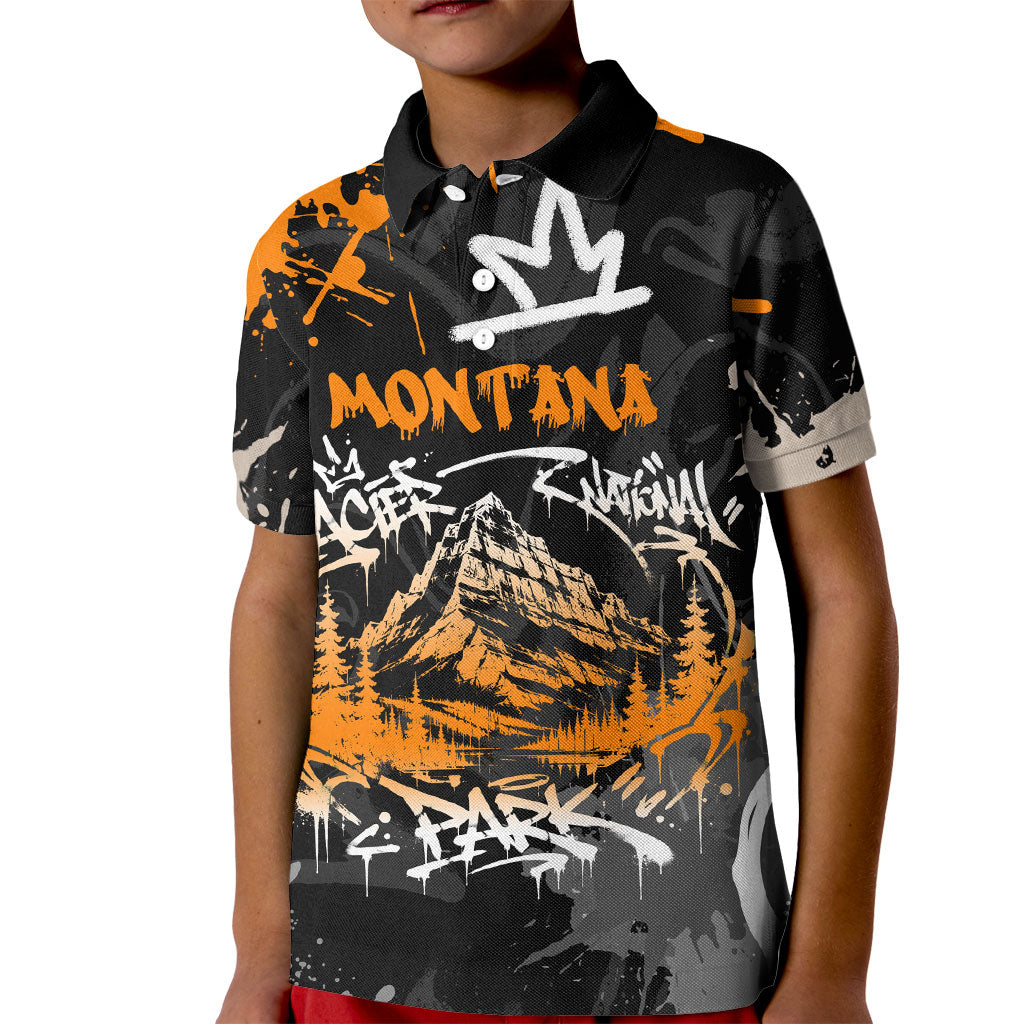Personalized Montana Glacier National Park Kid Polo Shirt Urban Graffiti Street Art Paint Splatter