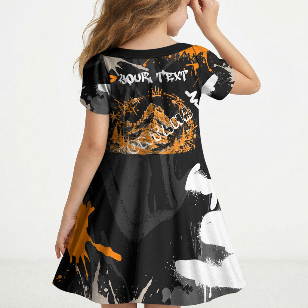Personalized Montana Glacier National Park Kid Short Sleeve Dress Urban Graffiti Street Art Paint Splatter