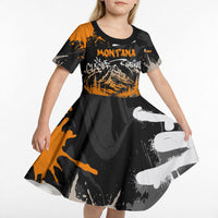 Personalized Montana Glacier National Park Kid Short Sleeve Dress Urban Graffiti Street Art Paint Splatter