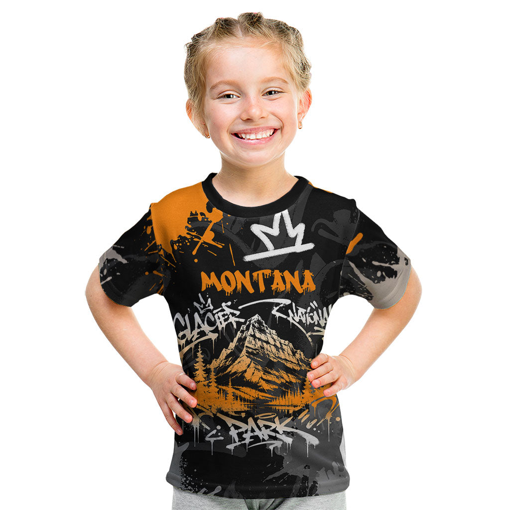 Personalized Montana Glacier National Park Kid T Shirt Urban Graffiti Street Art Paint Splatter