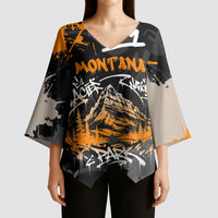 Personalized Montana Glacier National Park Kimono Sleeve Blouse Urban Graffiti Street Art Paint Splatter