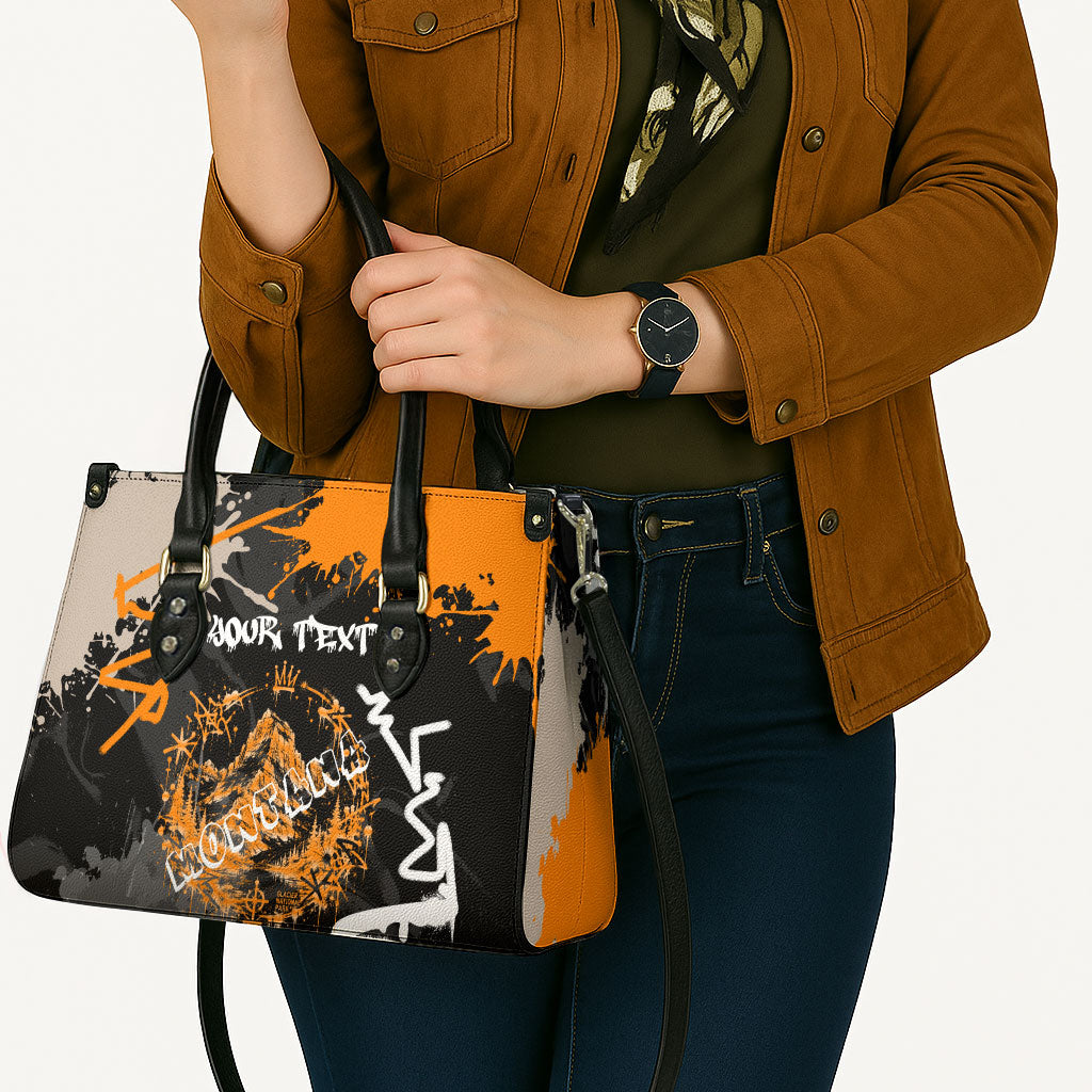 Personalized Montana Glacier National Park Leather Bag Urban Graffiti Street Art Paint Splatter