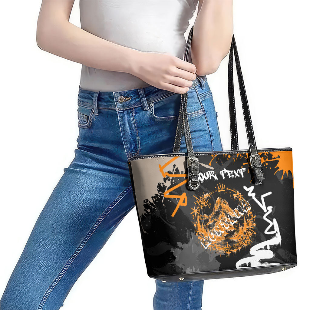 Personalized Montana Glacier National Park Leather Tote Bag Urban Graffiti Street Art Paint Splatter