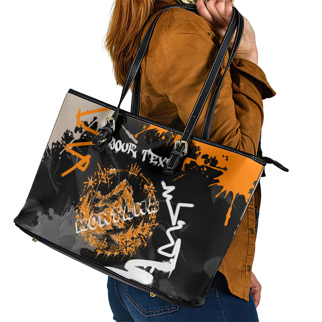 Personalized Montana Glacier National Park Leather Tote Bag Urban Graffiti Street Art Paint Splatter