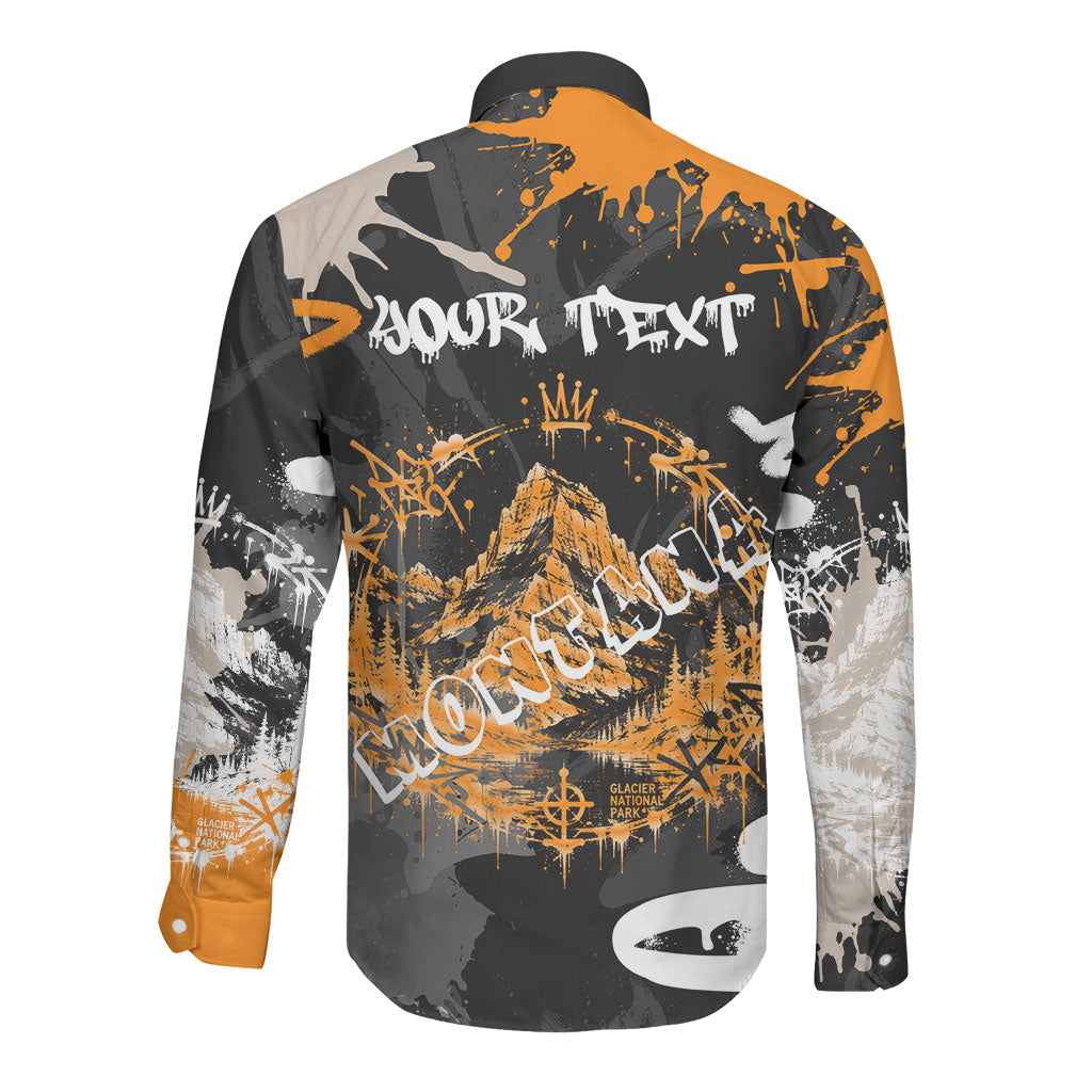 Personalized Montana Glacier National Park Long Sleeve Button Shirt Urban Graffiti Street Art Paint Splatter