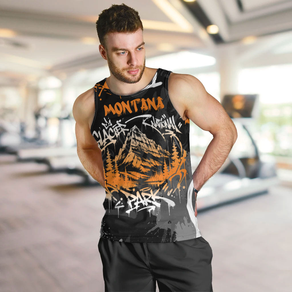 Personalized Montana Glacier National Park Men Tank Top Urban Graffiti Street Art Paint Splatter