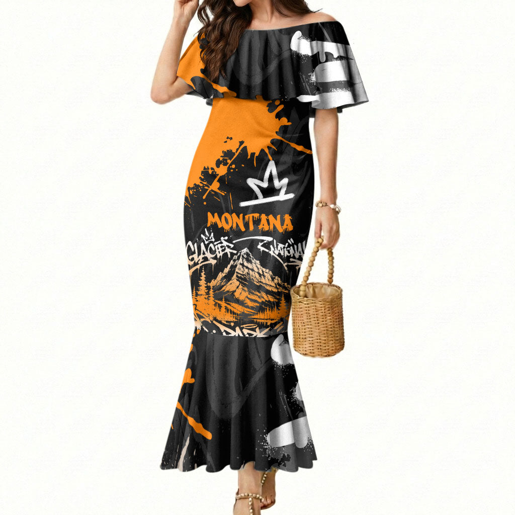 Personalized Montana Glacier National Park Mermaid Dress Urban Graffiti Street Art Paint Splatter
