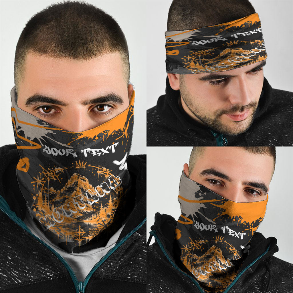 Personalized Montana Glacier National Park Neck Gaiter Urban Graffiti Street Art Paint Splatter