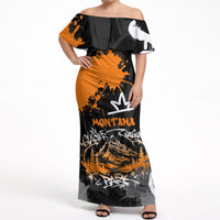 Personalized Montana Glacier National Park Off Shoulder Maxi Dress Urban Graffiti Street Art Paint Splatter