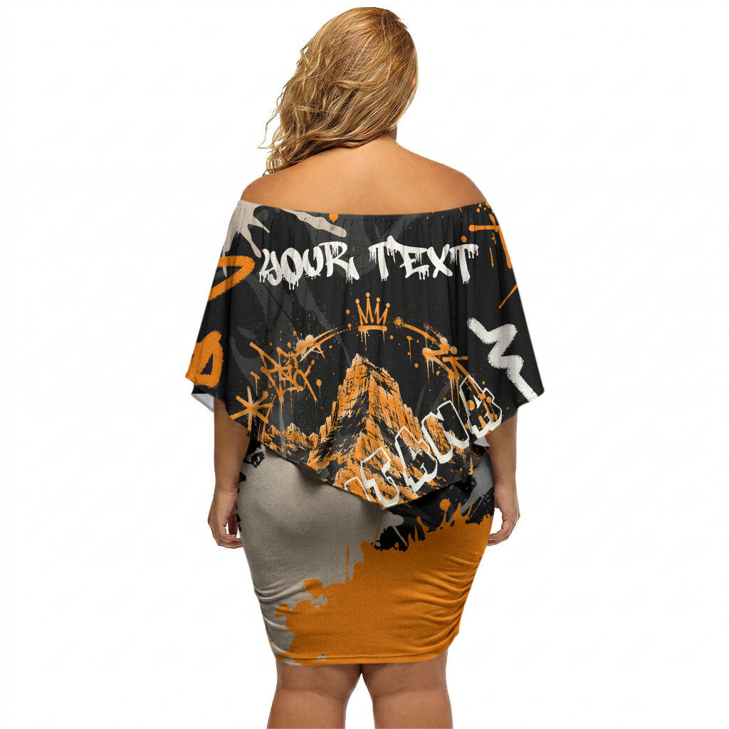 Personalized Montana Glacier National Park Off Shoulder Short Dress Urban Graffiti Street Art Paint Splatter
