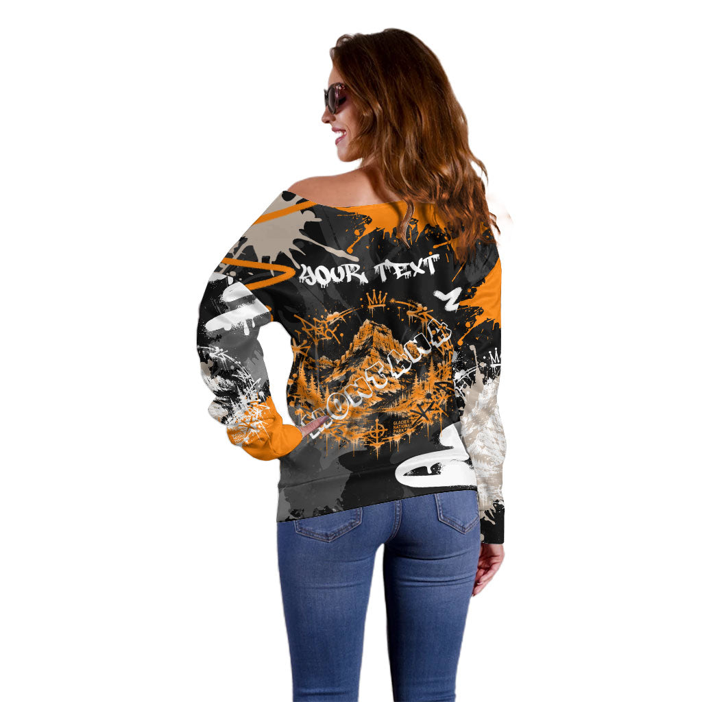 Personalized Montana Glacier National Park Off Shoulder Sweater Urban Graffiti Street Art Paint Splatter