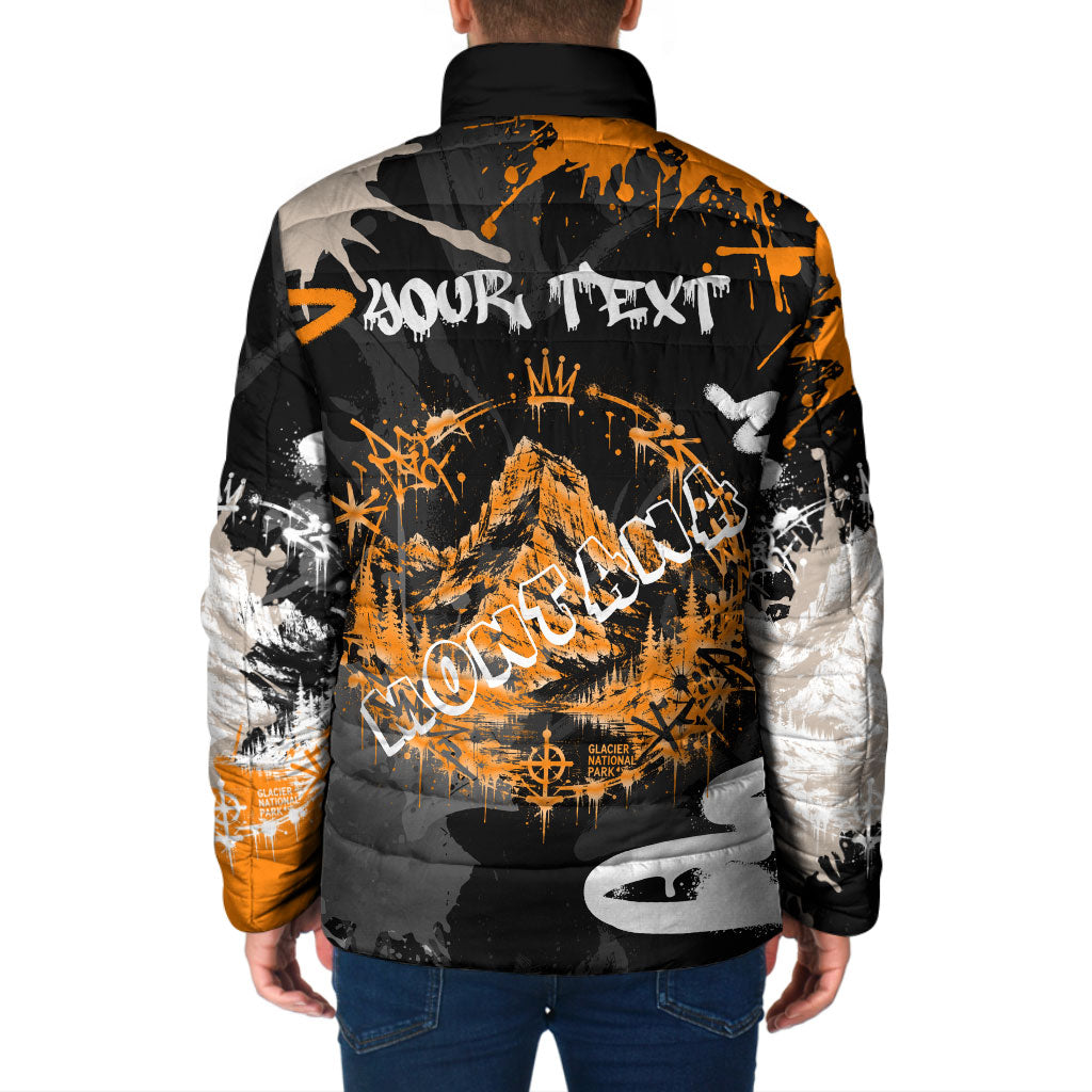 Personalized Montana Glacier National Park Padded Jacket Urban Graffiti Street Art Paint Splatter