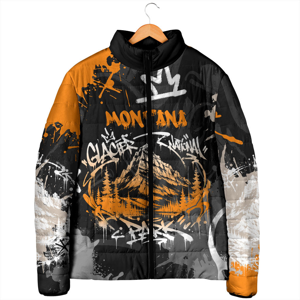 Personalized Montana Glacier National Park Padded Jacket Urban Graffiti Street Art Paint Splatter