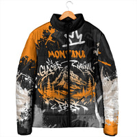 Personalized Montana Glacier National Park Padded Jacket Urban Graffiti Street Art Paint Splatter