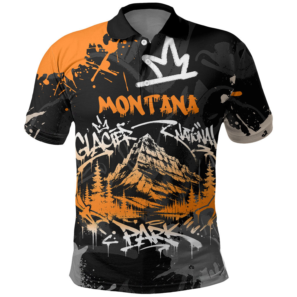 Personalized Montana Glacier National Park Polo Shirt Urban Graffiti Street Art Paint Splatter