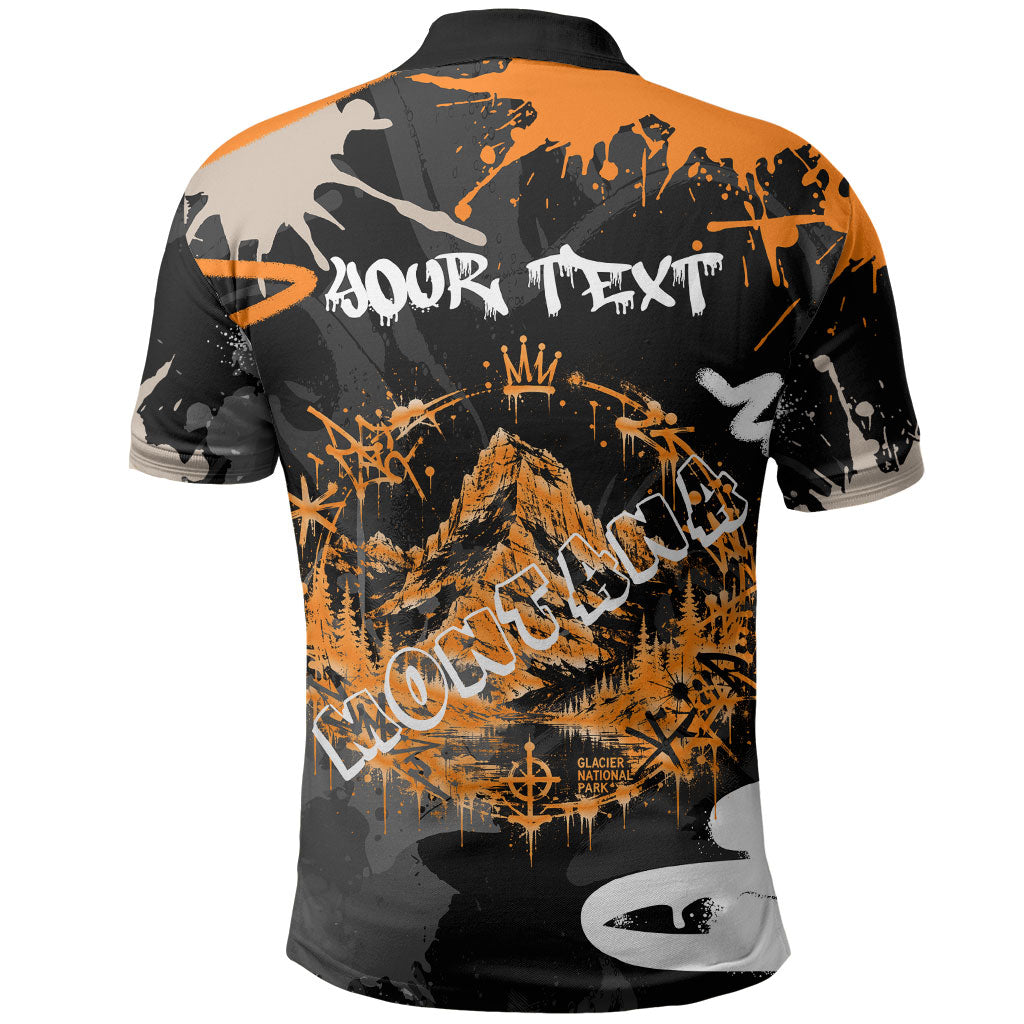 Personalized Montana Glacier National Park Polo Shirt Urban Graffiti Street Art Paint Splatter