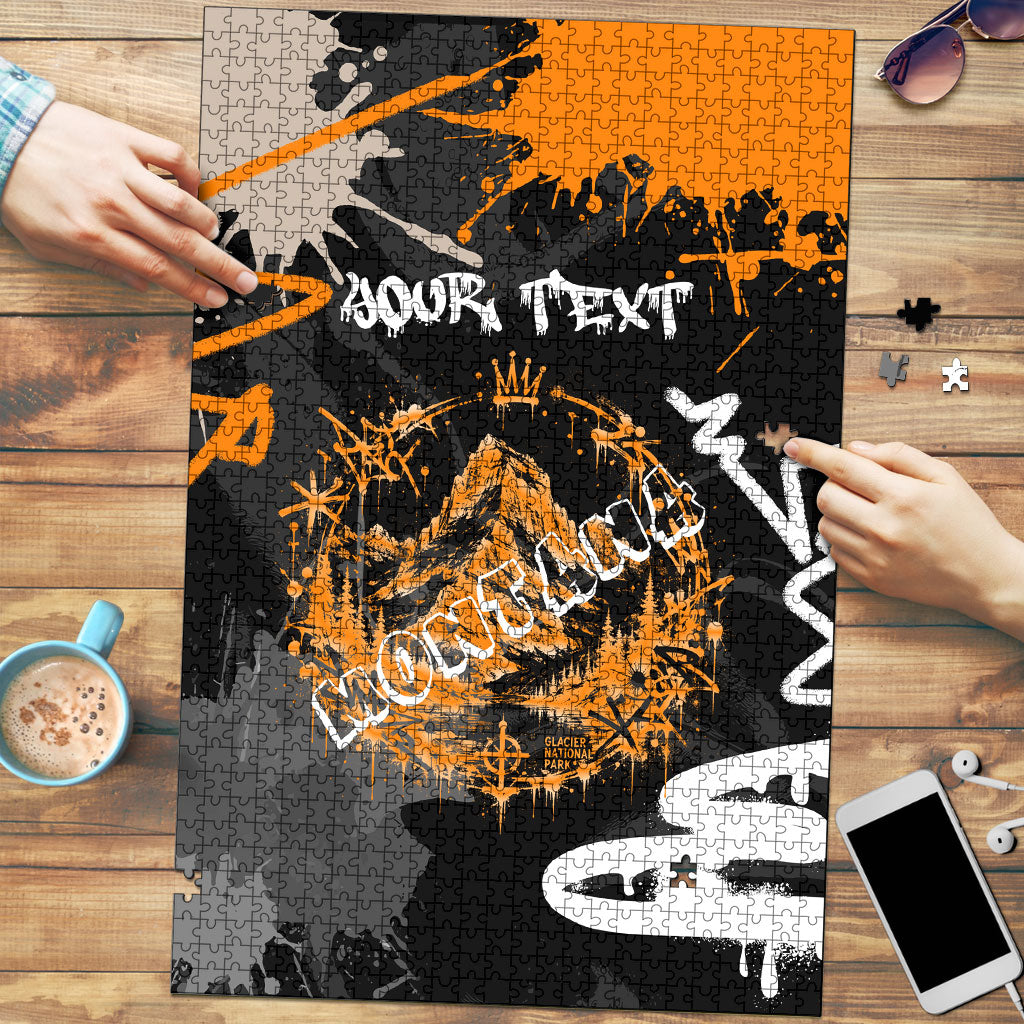 Personalized Montana Glacier National Park Puzzle Urban Graffiti Street Art Paint Splatter