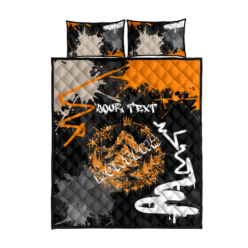 Personalized Montana Glacier National Park Quilt Bed Set Urban Graffiti Street Art Paint Splatter