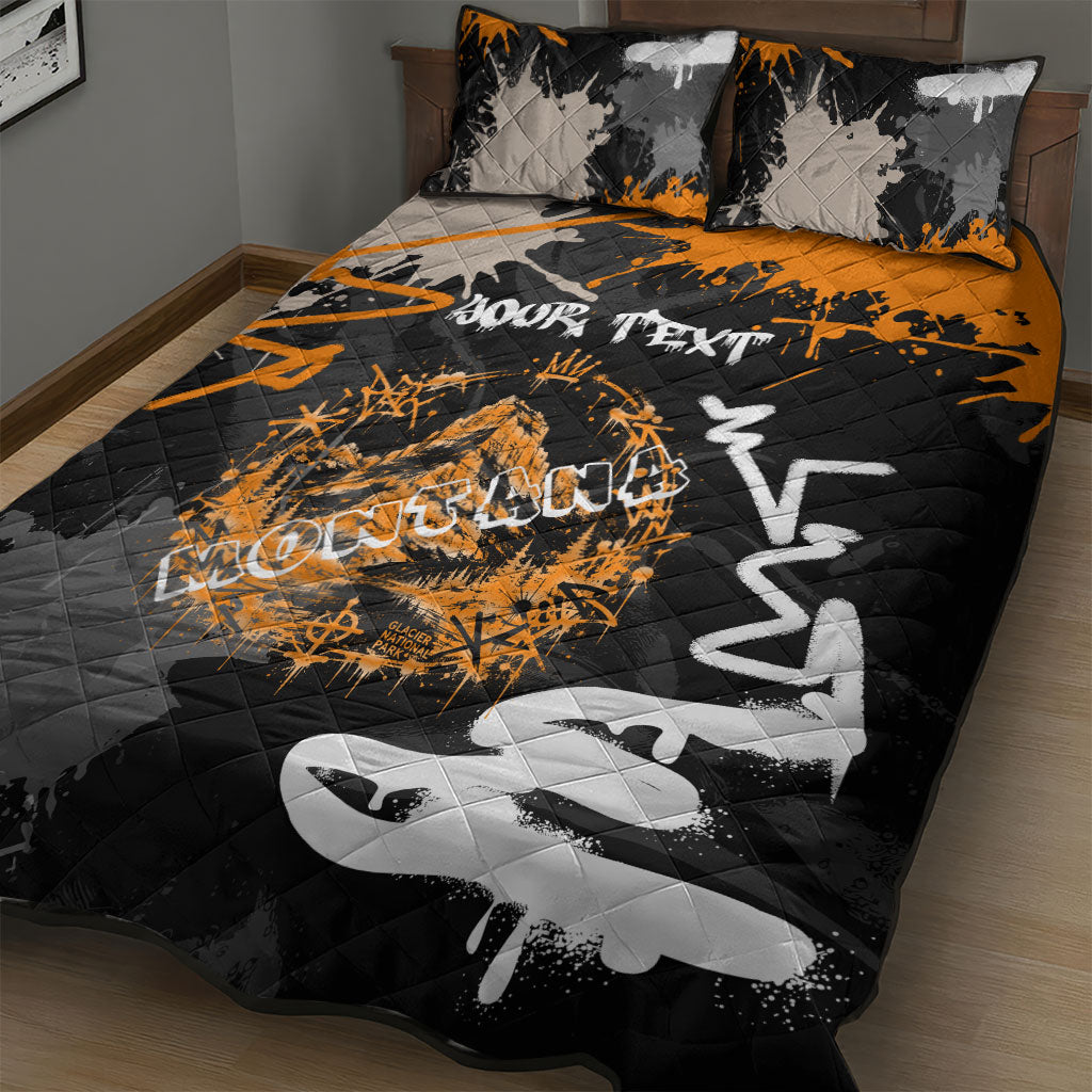 Personalized Montana Glacier National Park Quilt Bed Set Urban Graffiti Street Art Paint Splatter