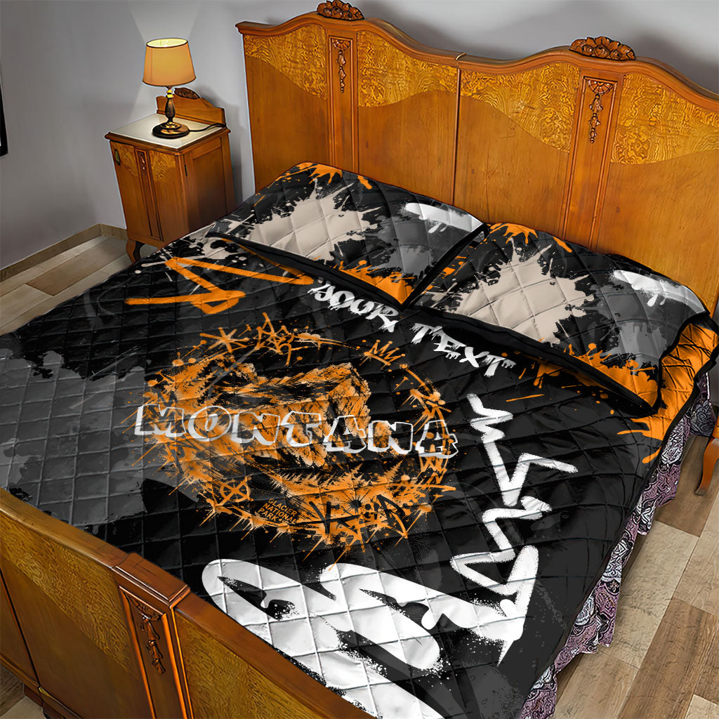 Personalized Montana Glacier National Park Quilt Bed Set Urban Graffiti Street Art Paint Splatter