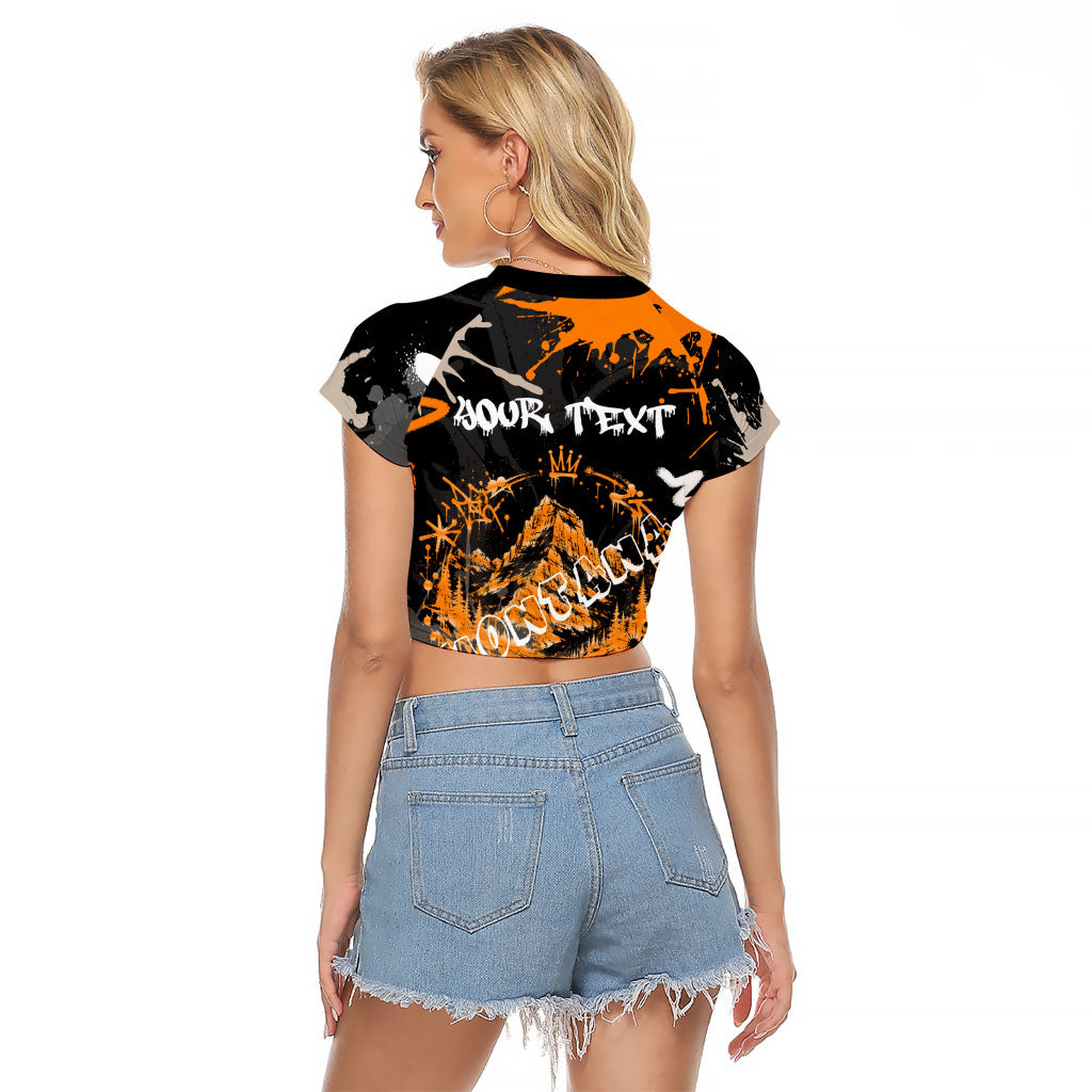 Personalized Montana Glacier National Park Raglan Cropped T Shirt Urban Graffiti Street Art Paint Splatter