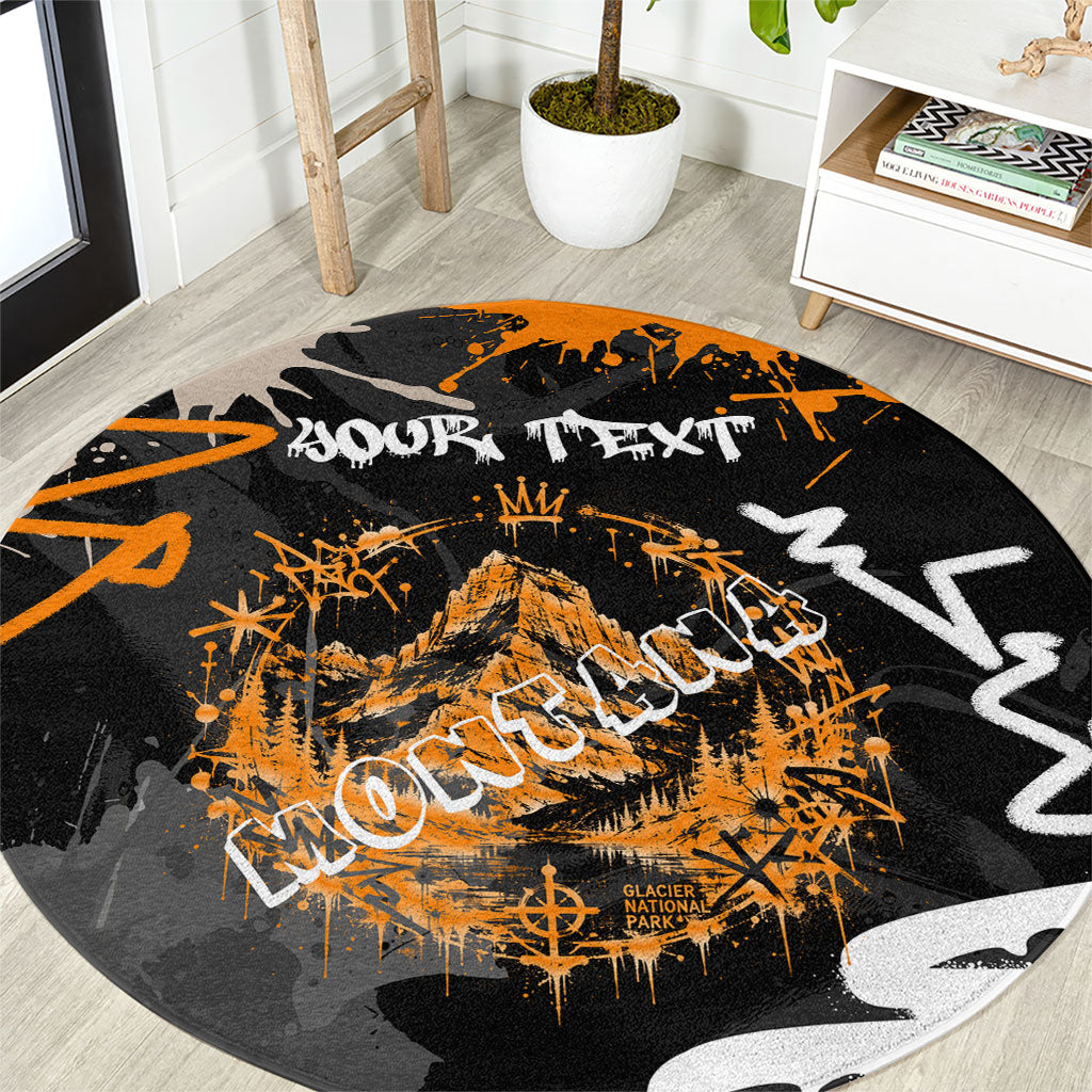 Personalized Montana Glacier National Park Round Carpet Urban Graffiti Street Art Paint Splatter