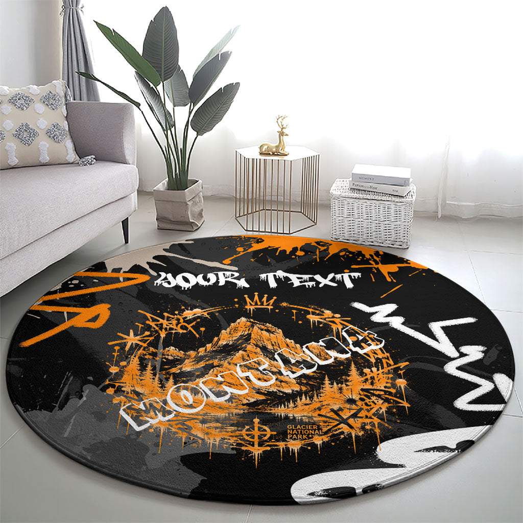 Personalized Montana Glacier National Park Round Carpet Urban Graffiti Street Art Paint Splatter