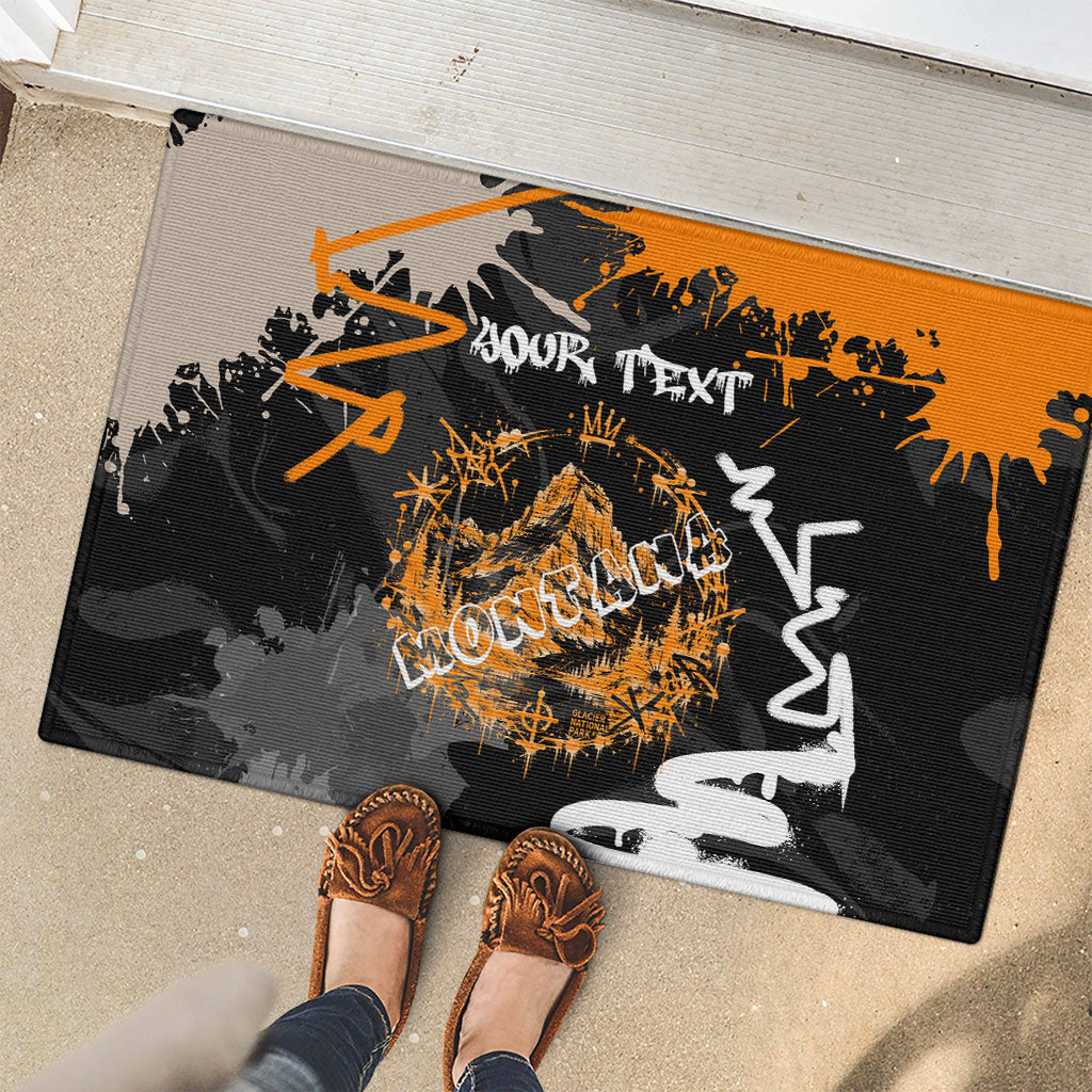 Personalized Montana Glacier National Park Rubber Doormat Urban Graffiti Street Art Paint Splatter
