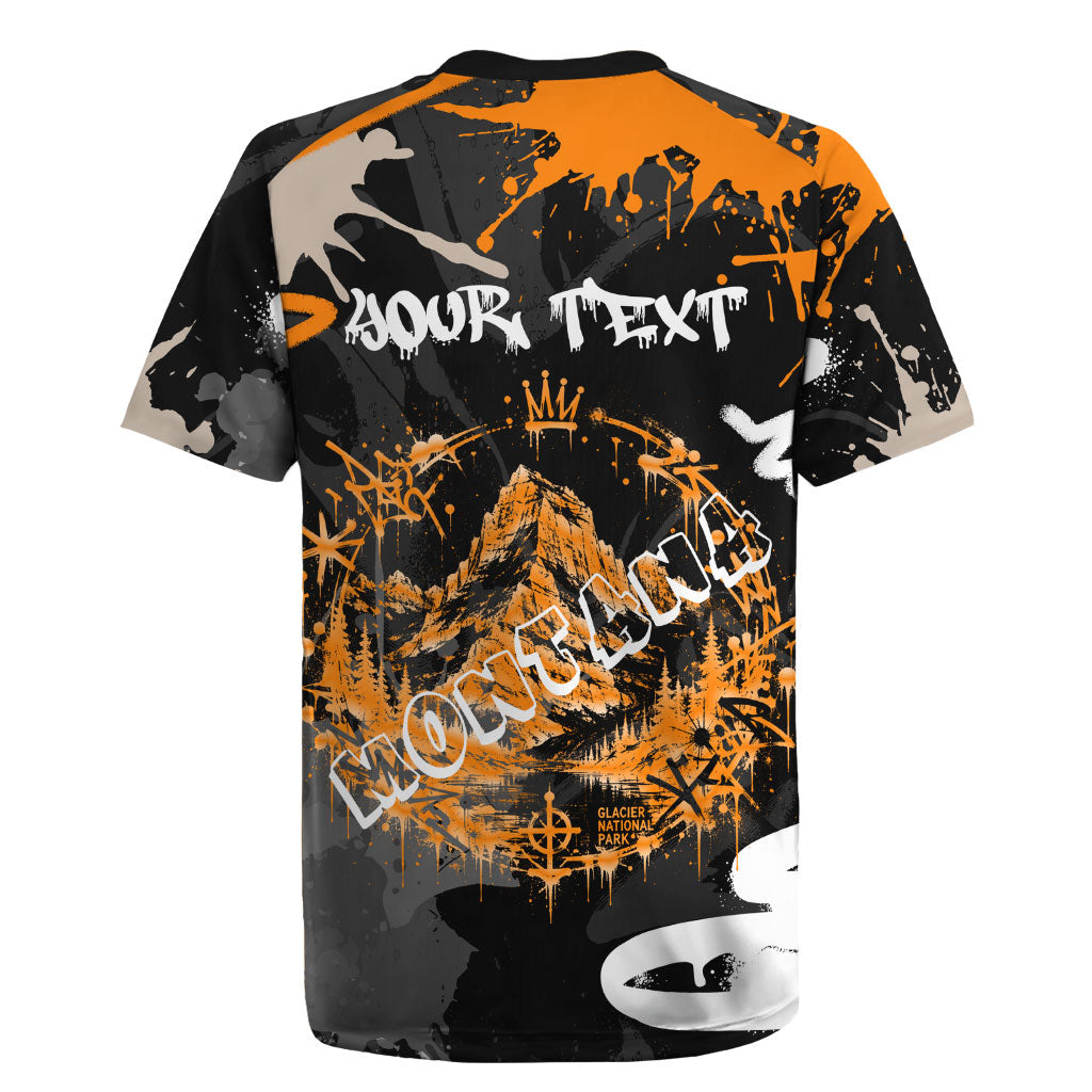 Personalized Montana Glacier National Park Rugby Jersey Urban Graffiti Street Art Paint Splatter