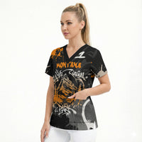 Personalized Montana Glacier National Park Scrub Top Urban Graffiti Street Art Paint Splatter