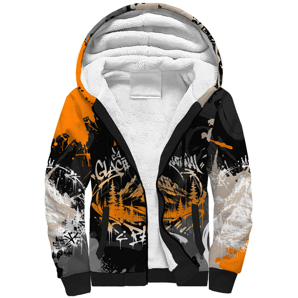 Personalized Montana Glacier National Park Sherpa Hoodie Urban Graffiti Street Art Paint Splatter