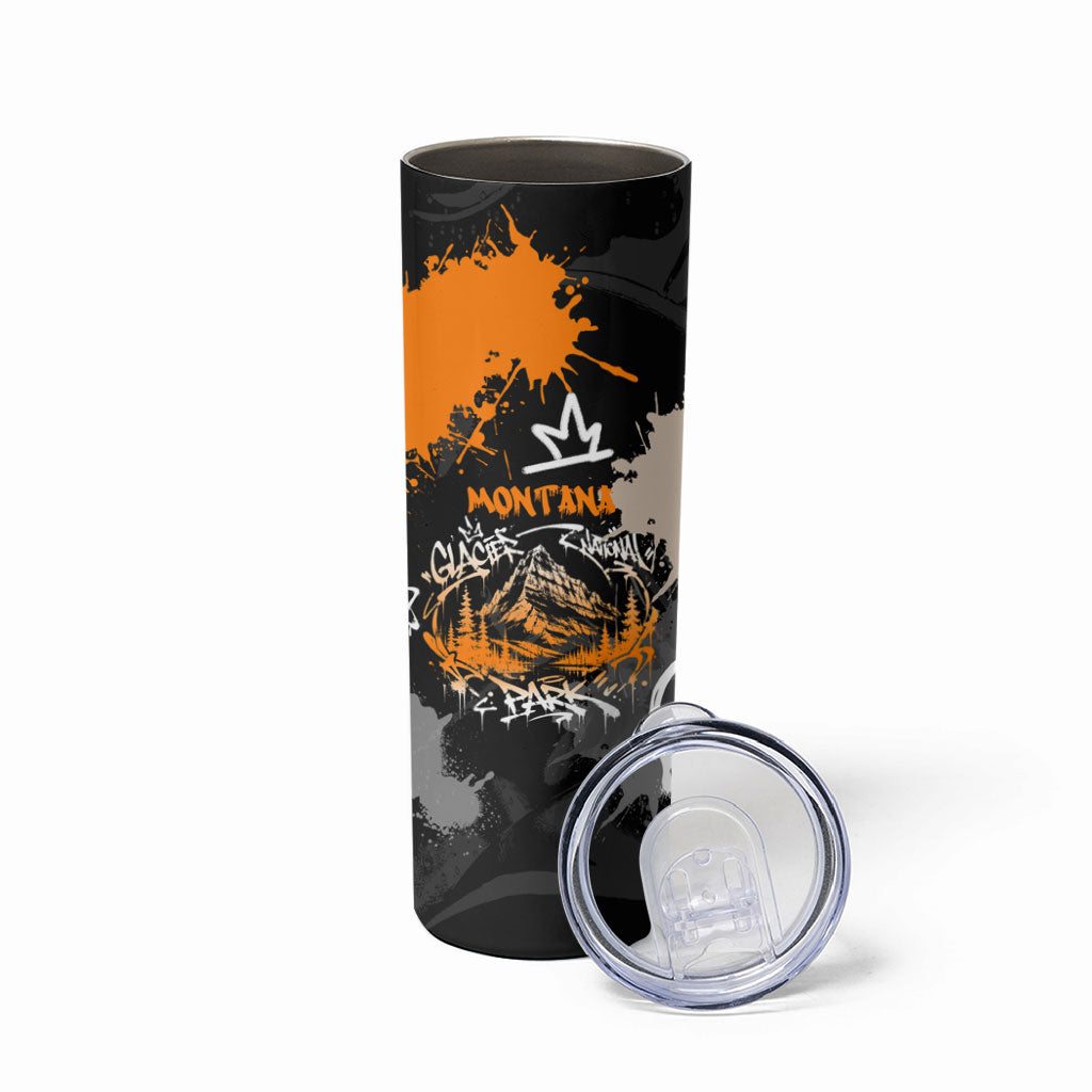 Personalized Montana Glacier National Park Skinny Tumbler Urban Graffiti Street Art Paint Splatter