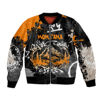 Personalized Montana Glacier National Park Sleeve Zip Bomber Jacket Urban Graffiti Street Art Paint Splatter