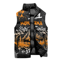 Personalized Montana Glacier National Park Sleeveless Puffer Jacket Urban Graffiti Street Art Paint Splatter