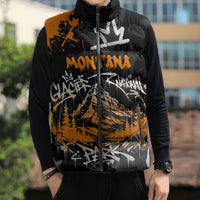 Personalized Montana Glacier National Park Sleeveless Puffer Jacket Urban Graffiti Street Art Paint Splatter