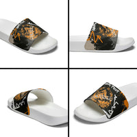 Personalized Montana Glacier National Park Slide Sandals Urban Graffiti Street Art Paint Splatter