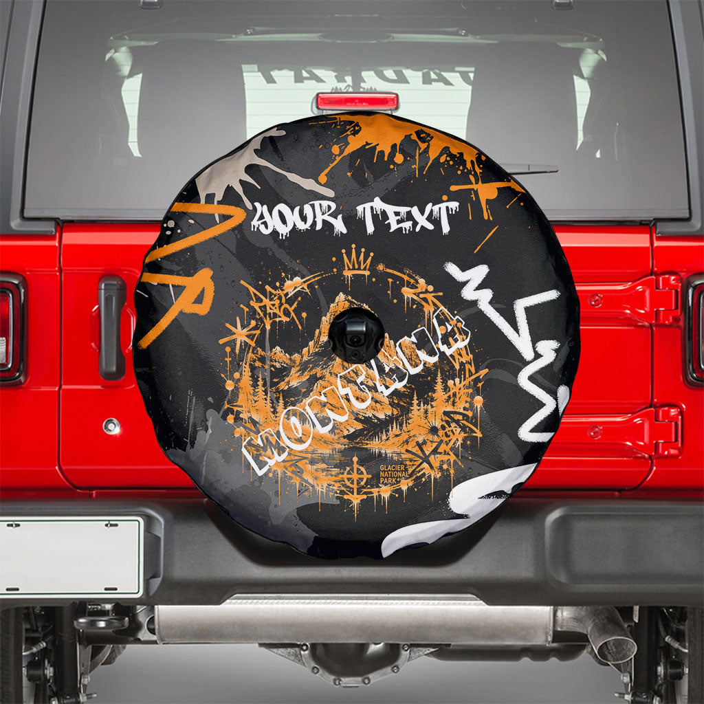 Personalized Montana Glacier National Park Spare Tire Cover Urban Graffiti Street Art Paint Splatter
