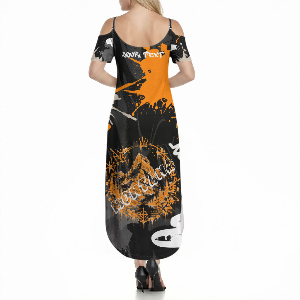 Personalized Montana Glacier National Park Summer Maxi Dress Urban Graffiti Street Art Paint Splatter