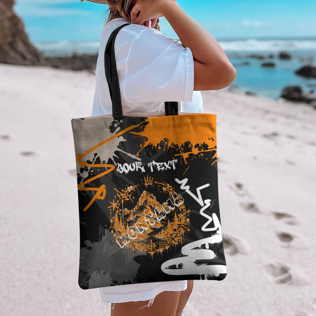Personalized Montana Glacier National Park Tote Bag Urban Graffiti Street Art Paint Splatter