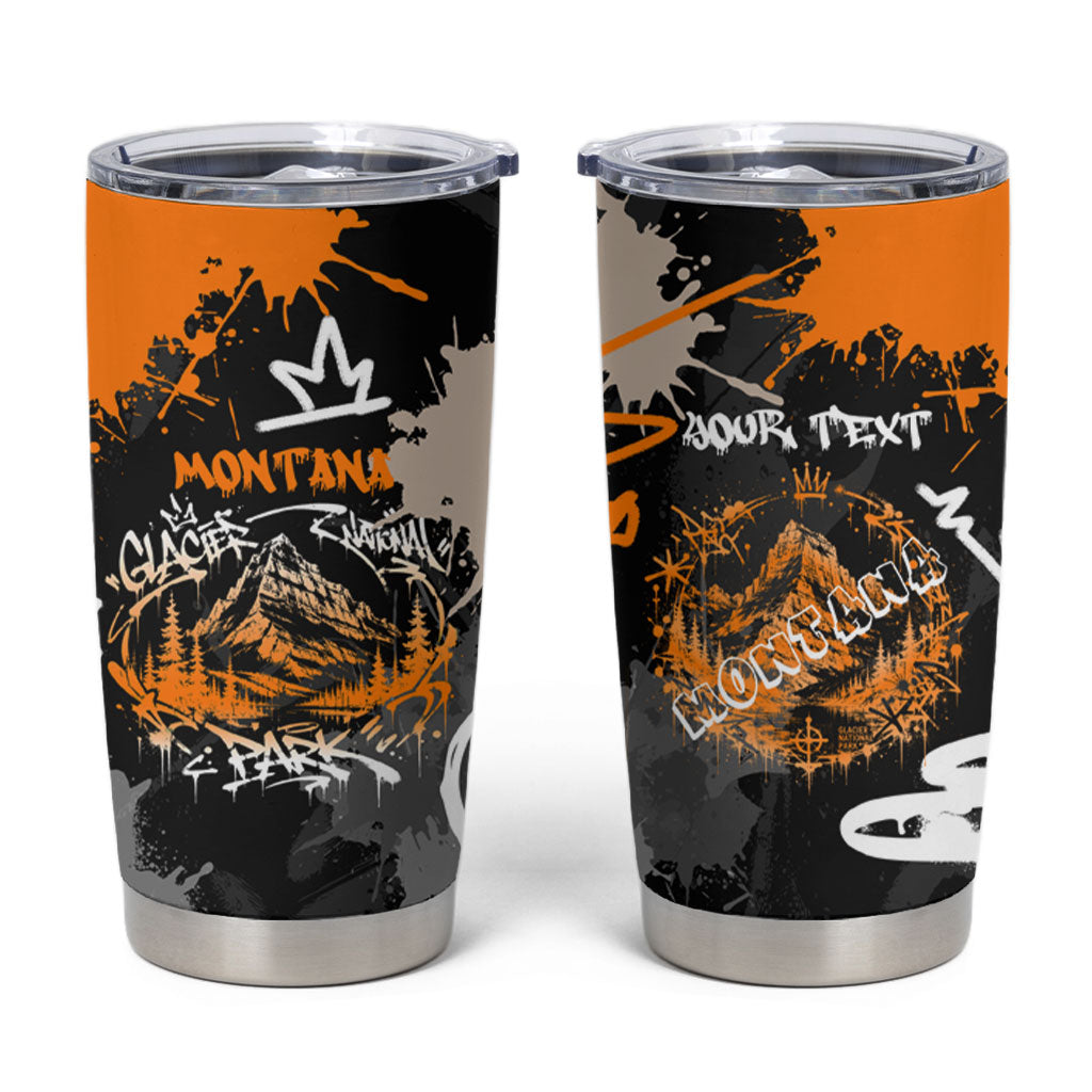 Personalized Montana Glacier National Park Tumbler Cup Urban Graffiti Street Art Paint Splatter