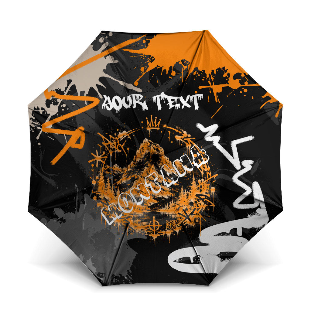 Personalized Montana Glacier National Park Umbrella Urban Graffiti Street Art Paint Splatter