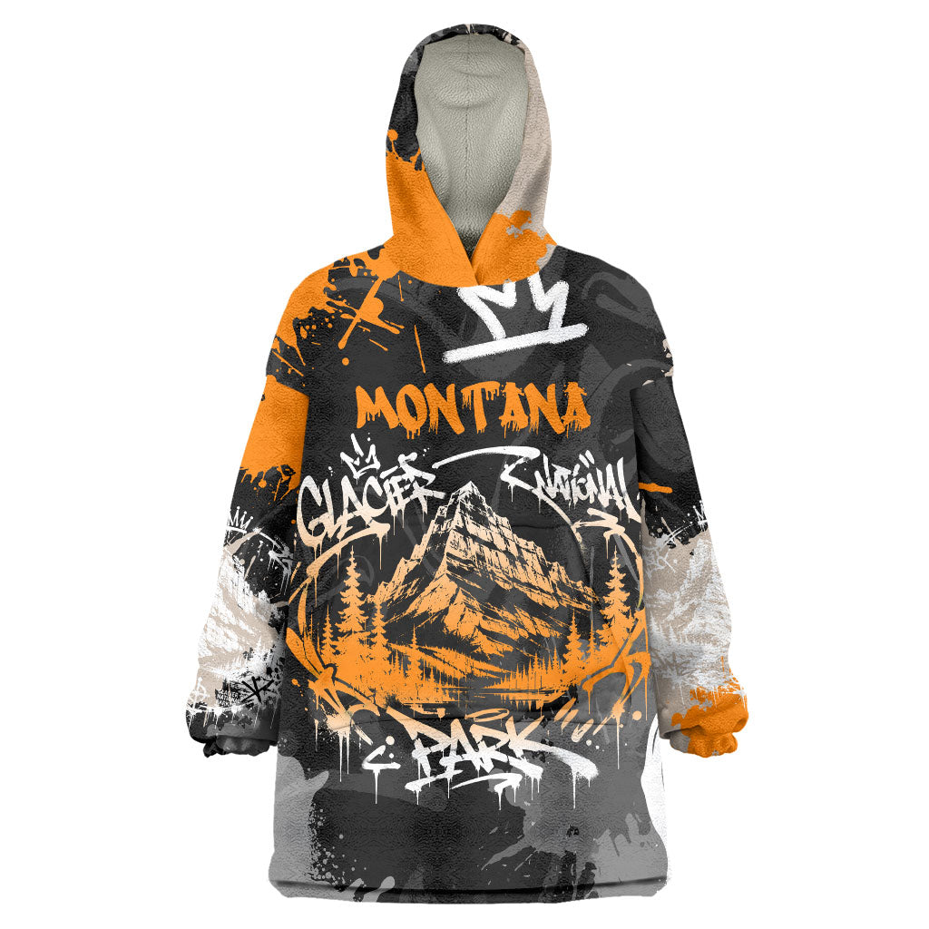 Personalized Montana Glacier National Park Wearable Blanket Hoodie Urban Graffiti Street Art Paint Splatter