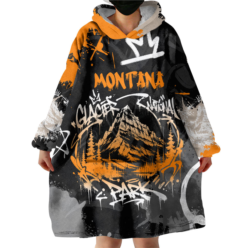 Personalized Montana Glacier National Park Wearable Blanket Hoodie Urban Graffiti Street Art Paint Splatter