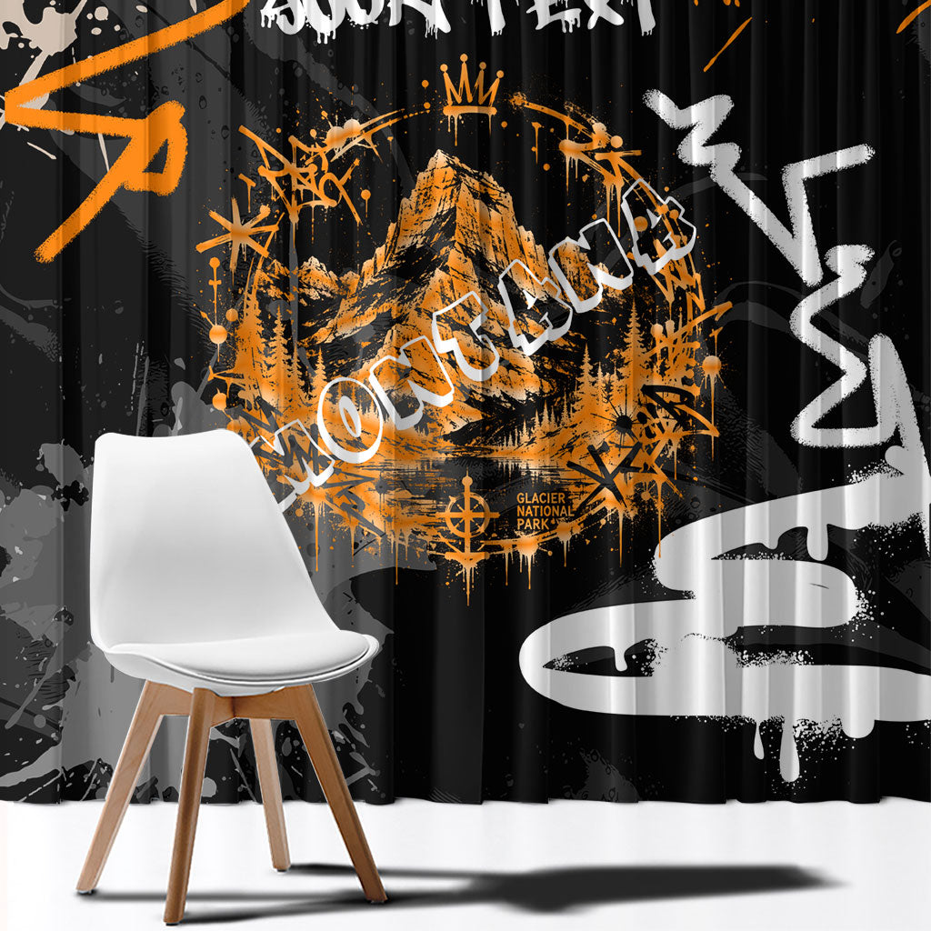 Personalized Montana Glacier National Park Window Curtain Urban Graffiti Street Art Paint Splatter