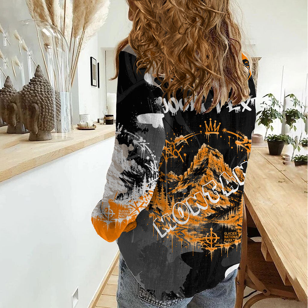 Personalized Montana Glacier National Park Women Casual Shirt Urban Graffiti Street Art Paint Splatter