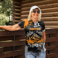 Personalized Montana Glacier National Park Women Polo Shirt Urban Graffiti Street Art Paint Splatter