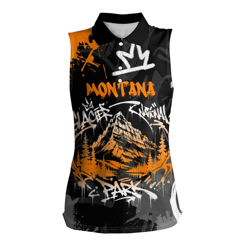 Personalized Montana Glacier National Park Women Sleeveless Polo Shirt Urban Graffiti Street Art Paint Splatter